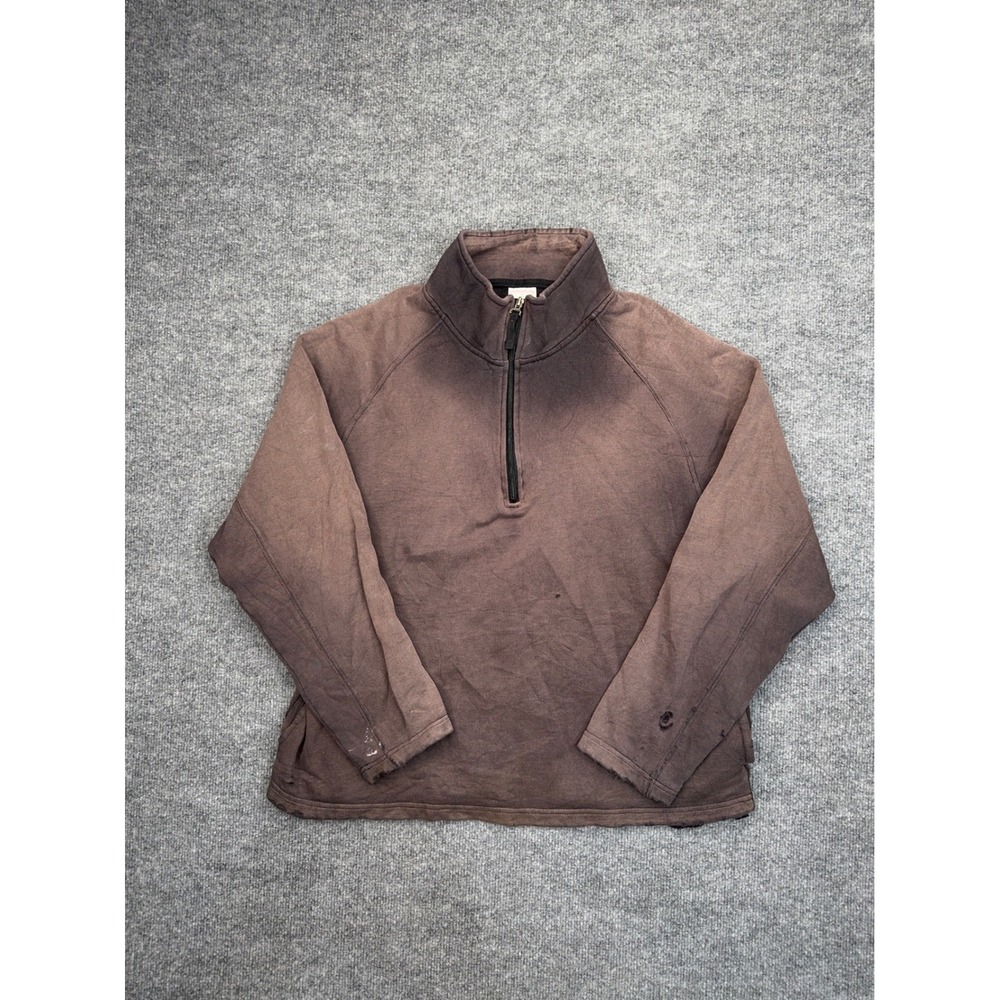Foot Locker Vintage Quarter Zip Sweatshirt Men Medium Brown Sun Faded Distressed